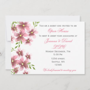 Waterverf Flowers Corporate party Invitation Kaart