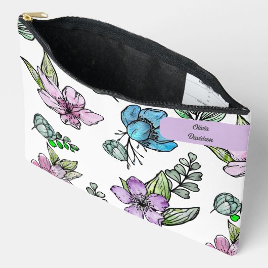Waterverf Flowers Custom Potlood Hoesje Pouch Etui (Open)