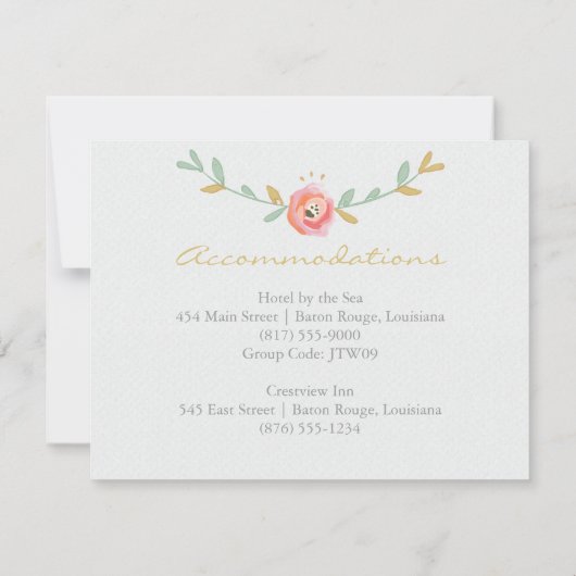 Waterverf Flowers Custom RSVP en Accommodaties (Achterkant)