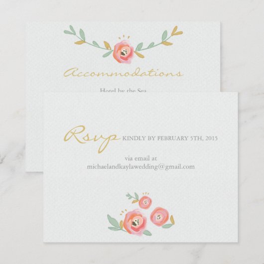 Waterverf Flowers Custom RSVP en Accommodaties (Voorkant / Achterkant)