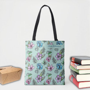 Waterverf Flowers Customize College Tote Bag