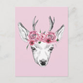 Waterverf Flowers Deer Briefkaart (Voorkant)