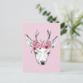 Waterverf Flowers Deer Briefkaart (Staand voorkant)