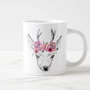 Waterverf Flowers Deer Grote Koffiekop