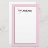 Waterverf Flowers Deer | Jouw namen toevoegen Briefpapier (Voorkant / Achterkant)