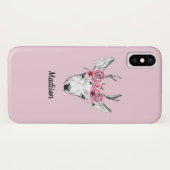 Waterverf Flowers Deer | Jouw namen toevoegen Case-Mate iPhone Case (Achterkant (horizontaal))