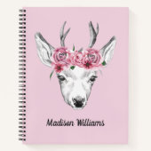 Waterverf Flowers Deer | Jouw namen toevoegen Notitieboek (Voorkant)