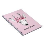 Waterverf Flowers Deer | Jouw namen toevoegen Notitieboek (Rechterzijde)