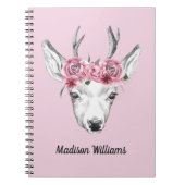 Waterverf Flowers Deer | Jouw namen toevoegen Notitieboek (Voorkant)