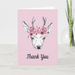 Waterverf Flowers Deer Jouw tekst toevoegen Kaart