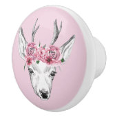 Waterverf Flowers Deer Keramische Knop (Rechts)