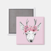 Waterverf Flowers Deer Magneet (Voorkant / Achterkant)
