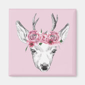 Waterverf Flowers Deer Magneet (Voorkant)