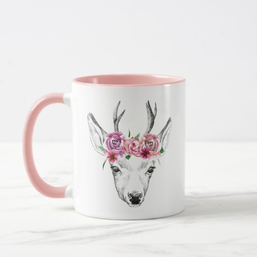 Waterverf Flowers Deer Mok (Links)