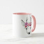 Waterverf Flowers Deer Mok (Voorkant rechts)