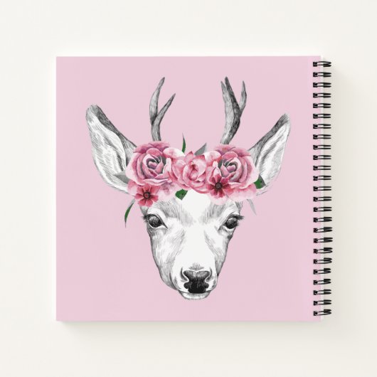 Waterverf Flowers Deer Notitieboek (Achterkant)