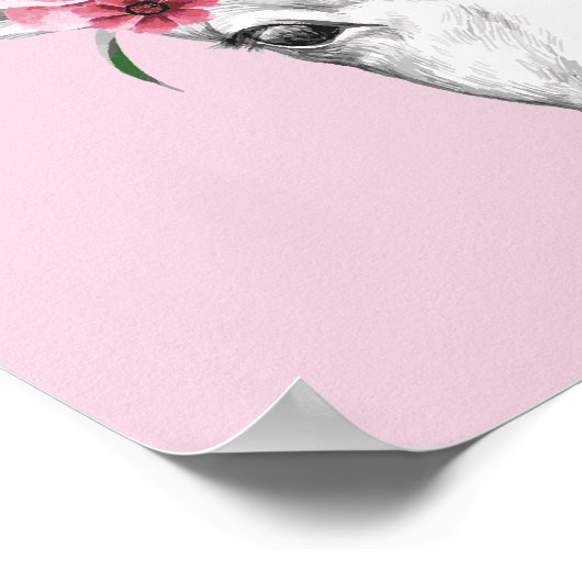 Waterverf Flowers Deer Poster (Hoek)