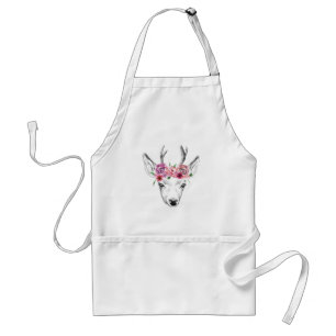 Waterverf Flowers Deer Standaard Schort