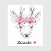 Waterverf Flowers Deer Sticker (Vel)