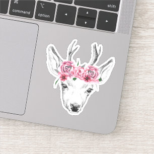 Waterverf Flowers Deer Sticker