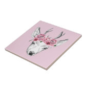 Waterverf Flowers Deer Tegeltje (Zijkant)