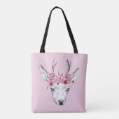 Waterverf Flowers Deer Tote Bag (Achterkant)