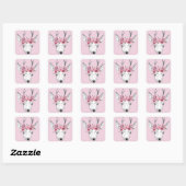 Waterverf Flowers Deer Vierkante Sticker (Vel)