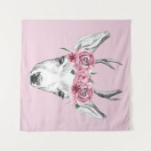 Waterverf Flowers Deer Wandkleed (Voorkant (horizontaal))