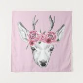 Waterverf Flowers Deer Wandkleed (Voorkant)