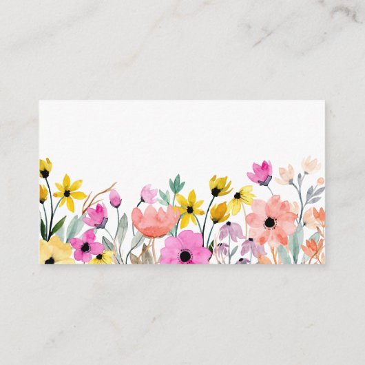 Waterverf Flowers Diaper Raffle Ticket Informatiekaartje (Achterkant)