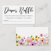 Waterverf Flowers Diaper Raffle Ticket Informatiekaartje (Voorkant / Achterkant)