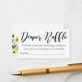 Waterverf Flowers Diaper Raffle Ticket Informatiekaartje