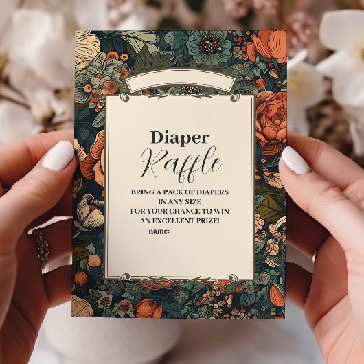Waterverf Flowers Diapper Raffle Informatiekaartje