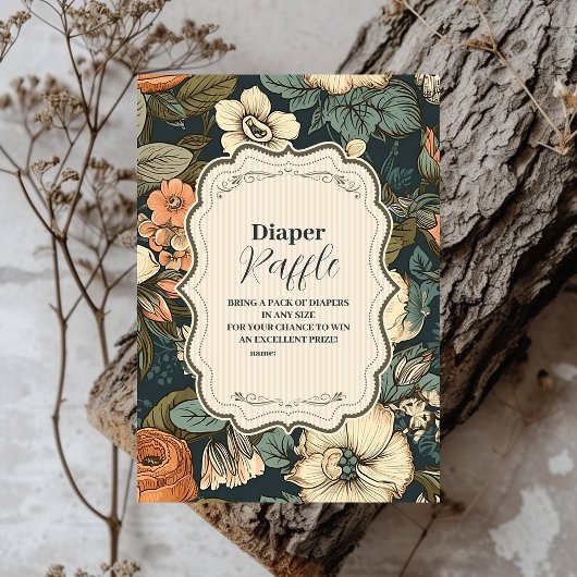 Waterverf Flowers Diapper Raffle Informatiekaartje