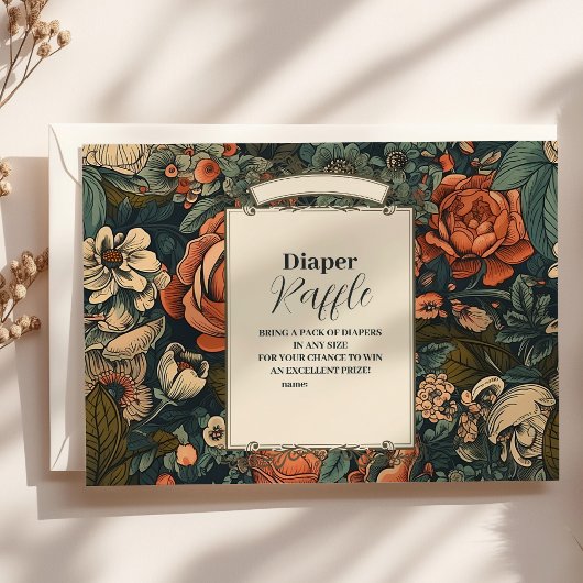 Waterverf Flowers Diapper Raffle Informatiekaartje