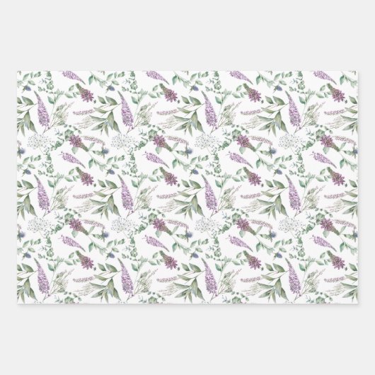 Waterverf Flowers die papierbladen overvullen Inpakpapier Vel (Voorkant 3)