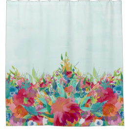  Waterverf Flowers Douchegordijn