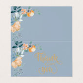 Waterverf Flowers Dusty Blue Bedankt Visitekaartje (Buitenkant ongevouwen)