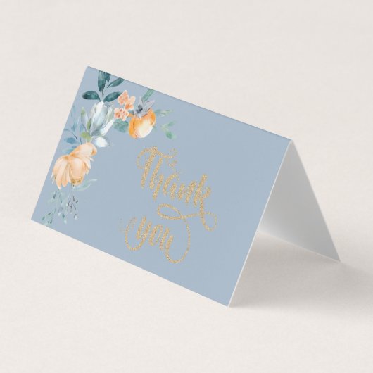 Waterverf Flowers Dusty Blue Bedankt Visitekaartje (Voorkant)