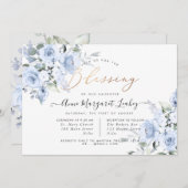 Waterverf Flowers Dusty Blue Rozen Blessing Kaart (Voorkant / Achterkant)