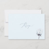 Waterverf Flowers Dusty Blue Rozen, Meal RSVP Kaart (Achterkant)