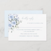 Waterverf Flowers Dusty Blue Rozen, Meal RSVP Kaart (Voorkant / Achterkant)