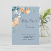 Waterverf Flowers Dusty Blue RSVP Kaart (Staand voorkant)