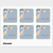 Waterverf Flowers Dusty Blue Vierkante Sticker (Vel)