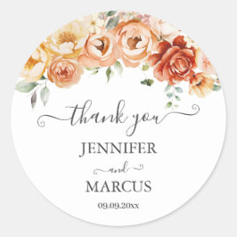 Waterverf Flowers Elegant Botanical Bedankt Ronde Sticker