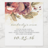 Waterverf Flowers Elegant Bruiloft Wijn Etiket (Enkel label)