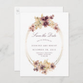 Waterverf Flowers Elegant Save the Date Aankondigingskaart (Voorkant / Achterkant)