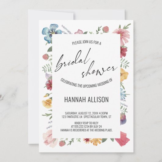 Waterverf Flowers Elegant Script Vrijgezellenfeest Kaart (Voorkant)