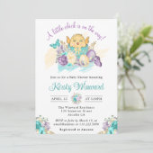 Waterverf Flowers en Cute Chick Baby shower Kaart (Staand voorkant)
