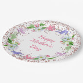 Waterverf Flowers en Glitter Edge Moederdag Papieren Bordje (Gekanteld)
